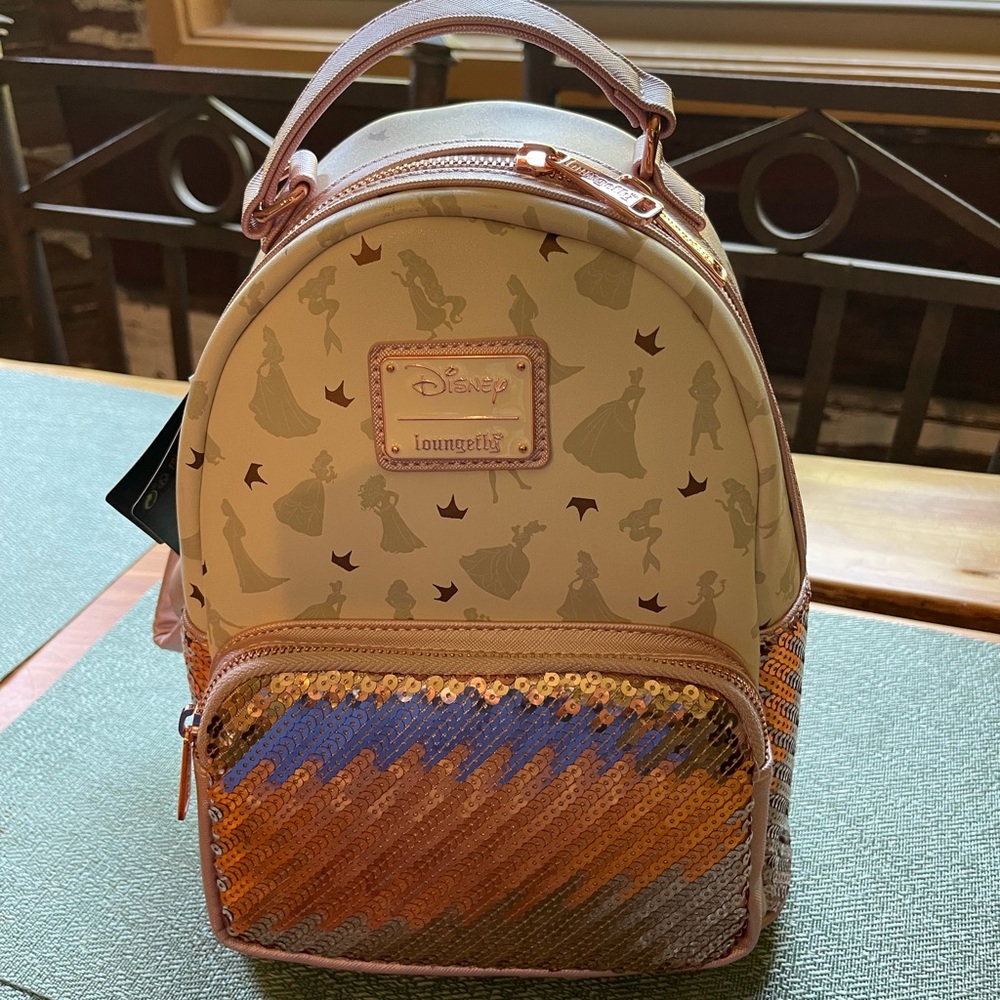 Loungefly Disney Ultimate princess aop sequin mini backpack